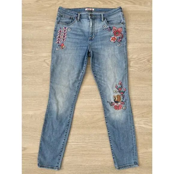 JOHNNY WAS Dallah Embroidered Skinny Jeans 29 Floral Boho Art To Wear Hippie - Picture 5 of 15